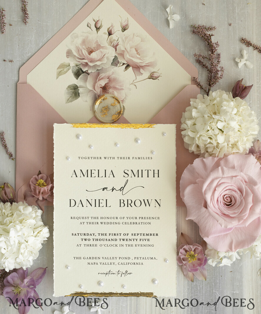 WEDDING INVITATIONS modern calligraphy / fine art Sage green  Fine Art Wedding Invitations with Gold Leaf, Deckled Edges, RSVP  qr code Silk Ribbon Bespoke Elegant Wedding Suite