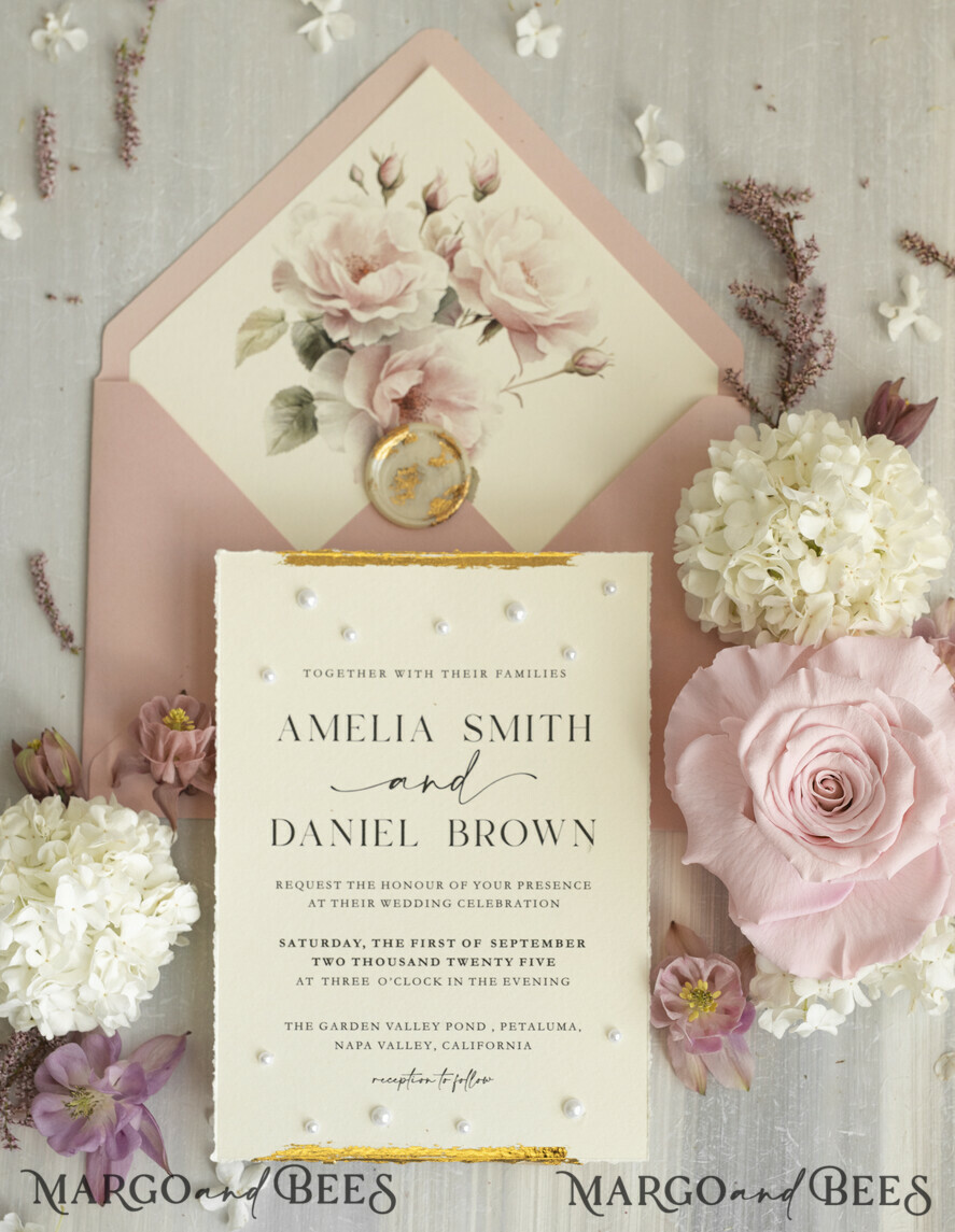 WEDDING INVITATIONS modern calligraphy / fine art Sage green  Fine Art Wedding Invitations with Gold Leaf, Deckled Edges, RSVP  qr code Silk Ribbon Bespoke Elegant Wedding Suite