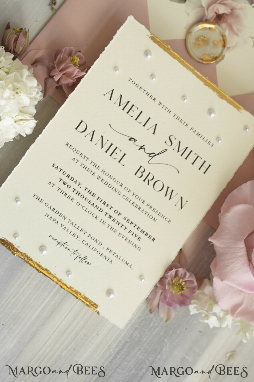 WEDDING INVITATIONS modern calligraphy / fine art Sage green  Fine Art Wedding Invitations with Gold Leaf, Deckled Edges, RSVP  qr code Silk Ribbon Bespoke Elegant Wedding Suite