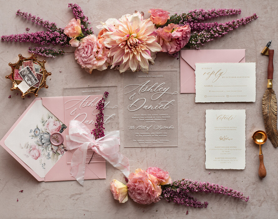 WEDDING INVITATIONS modern calligraphy / fine art Fine Art Acrylic Wedding Invitation, Real heather Floral Wedding Invitation, French Provence Invitation suite, Wreath Monogram wedding invitation suite, Deckled Edge Invites, Torn Edge Wedding Invitations golden, Fine Art Wedding Invitation Suite, Deckled Edge Paper