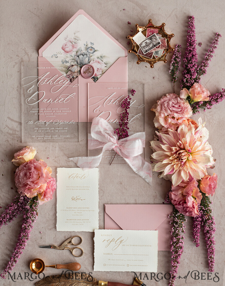 WEDDING INVITATIONS modern calligraphy / fine art Fine Art Acrylic Wedding Invitation, Real heather Floral Wedding Invitation, French Provence Invitation suite, Wreath Monogram wedding invitation suite, Deckled Edge Invites, Torn Edge Wedding Invitations golden, Fine Art Wedding Invitation Suite, Deckled Edge Paper