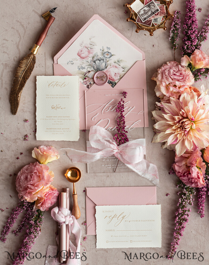 WEDDING INVITATIONS modern calligraphy / fine art Fine Art Acrylic Wedding Invitation, Real heather Floral Wedding Invitation, French Provence Invitation suite, Wreath Monogram wedding invitation suite, Deckled Edge Invites, Torn Edge Wedding Invitations golden, Fine Art Wedding Invitation Suite, Deckled Edge Paper