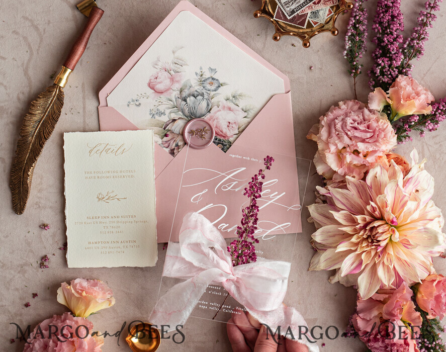 WEDDING INVITATIONS modern calligraphy / fine art Fine Art Acrylic Wedding Invitation, Real heather Floral Wedding Invitation, French Provence Invitation suite, Wreath Monogram wedding invitation suite, Deckled Edge Invites, Torn Edge Wedding Invitations golden, Fine Art Wedding Invitation Suite, Deckled Edge Paper