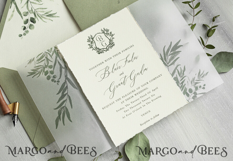 WEDDING INVITATIONS modern calligraphy / fine art Introducing the Blair collection for the modern, romantic bride.   “Through collaboration with Margo and Bees, we designed the Blair Collection, a timeless suite for the modern, romantic bride. Featuring deckled edges, watercolor vellum, and custom wax seals, this suite is sure to establish the ambience for what’s to come on your big day.” -Blair Fowler 