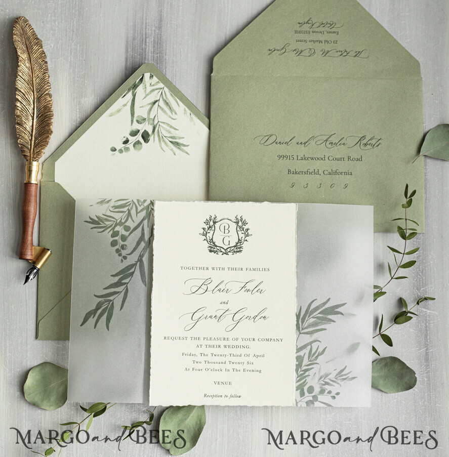 WEDDING INVITATIONS modern calligraphy / fine art Introducing the Blair collection for the modern, romantic bride.   “Through collaboration with Margo and Bees, we designed the Blair Collection, a timeless suite for the modern, romantic bride. Featuring deckled edges, watercolor vellum, and custom wax seals, this suite is sure to establish the ambience for what’s to come on your big day.” -Blair Fowler 