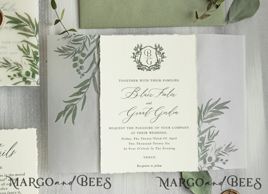 WEDDING INVITATIONS modern calligraphy / fine art Introducing the Blair collection for the modern, romantic bride.   “Through collaboration with Margo and Bees, we designed the Blair Collection, a timeless suite for the modern, romantic bride. Featuring deckled edges, watercolor vellum, and custom wax seals, this suite is sure to establish the ambience for what’s to come on your big day.” -Blair Fowler 