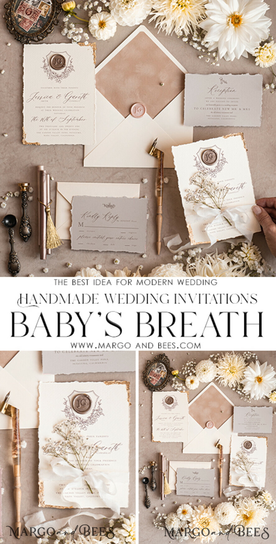 HOCHZEITS EINLADUNGEN moderne Kalligraphie / feine Kunst Kunstvolle Akt-Hochzeitseinladung, Echte Baby Atem Blumige Hochzeitseinladung, Französische Provence Einladungssuite, Gypsophila Hochzeitseinladungssuite, Deckled Edge Einladungen, Zerrissene Kanten Hochzeitseinladungen golden, Kunstvolle Hochzeitseinladungssuite.