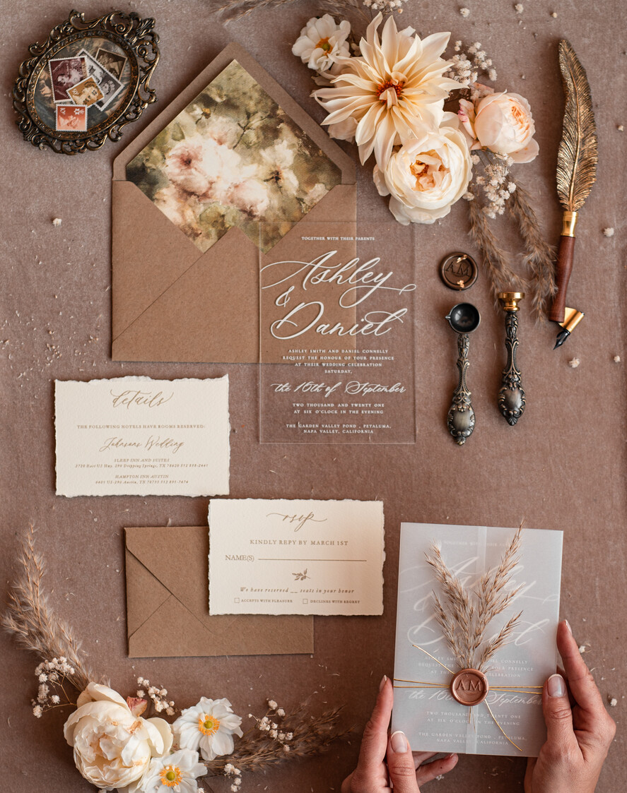 WEDDING INVITATIONS modern calligraphy / fine art Fine Art Acrylic Wedding Invitation, Real Pampas Grass Floral Wedding Invitation, French Provence Invitation suite, Neutral Pampas Grass Boho wedding invitation suite, Deckled Edge Invites, Torn Edge Wedding Invitations, Fine Art Wax Seal Wedding Invitation Suite