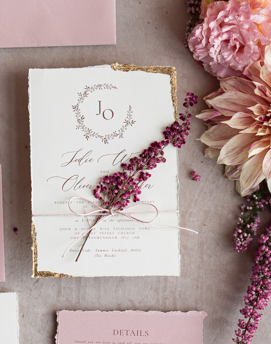 WEDDING INVITATIONS modern calligraphy / fine art Fine Art Ivory Gold Wedding Invitation, Real heather Floral Wedding Invitation, French Provence Invitation suite, Wreath Monogram wedding invitation suite, Deckled Edge Invites, Torn Edge Wedding Invitations golden, Fine Art Wedding Invitation Suite, Deckled Edge Paper
