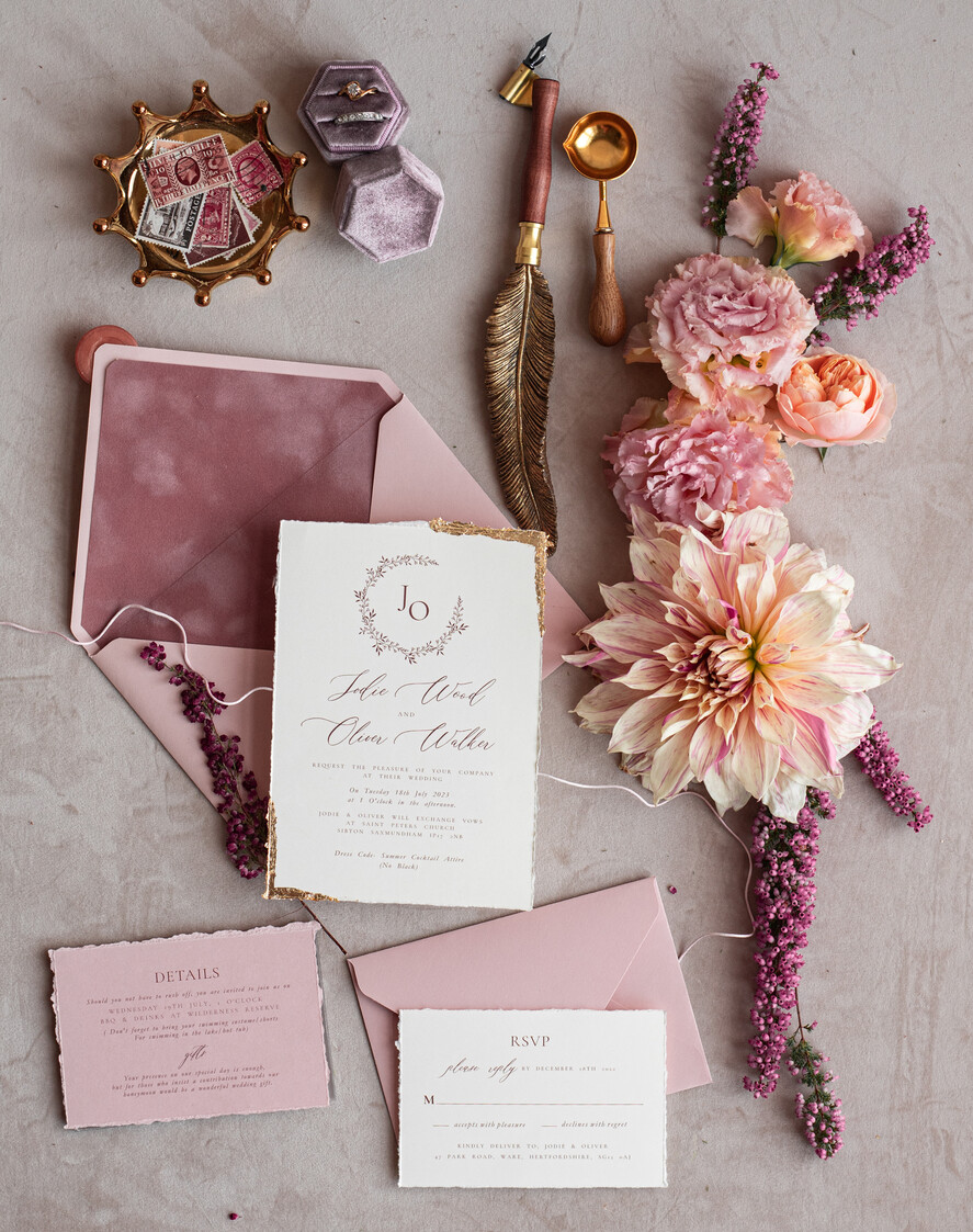 WEDDING INVITATIONS modern calligraphy / fine art Fine Art Ivory Gold Wedding Invitation, Real heather Floral Wedding Invitation, French Provence Invitation suite, Wreath Monogram wedding invitation suite, Deckled Edge Invites, Torn Edge Wedding Invitations golden, Fine Art Wedding Invitation Suite, Deckled Edge Paper