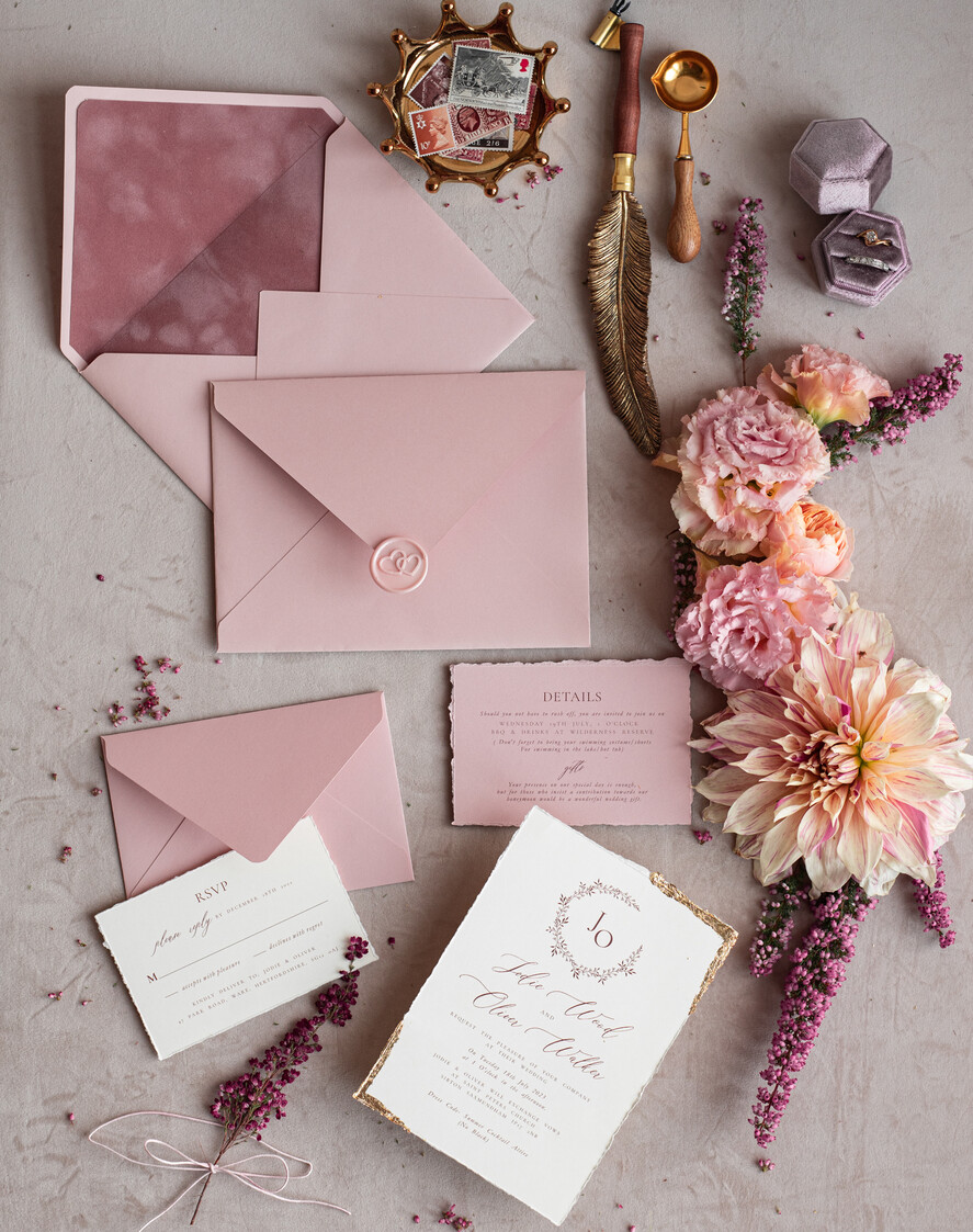 WEDDING INVITATIONS modern calligraphy / fine art Fine Art Ivory Gold Wedding Invitation, Real heather Floral Wedding Invitation, French Provence Invitation suite, Wreath Monogram wedding invitation suite, Deckled Edge Invites, Torn Edge Wedding Invitations golden, Fine Art Wedding Invitation Suite, Deckled Edge Paper