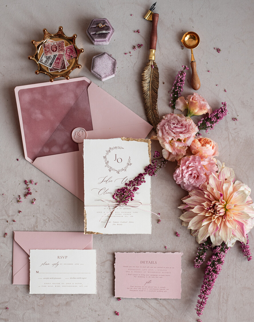 WEDDING INVITATIONS modern calligraphy / fine art Fine Art Ivory Gold Wedding Invitation, Real heather Floral Wedding Invitation, French Provence Invitation suite, Wreath Monogram wedding invitation suite, Deckled Edge Invites, Torn Edge Wedding Invitations golden, Fine Art Wedding Invitation Suite, Deckled Edge Paper