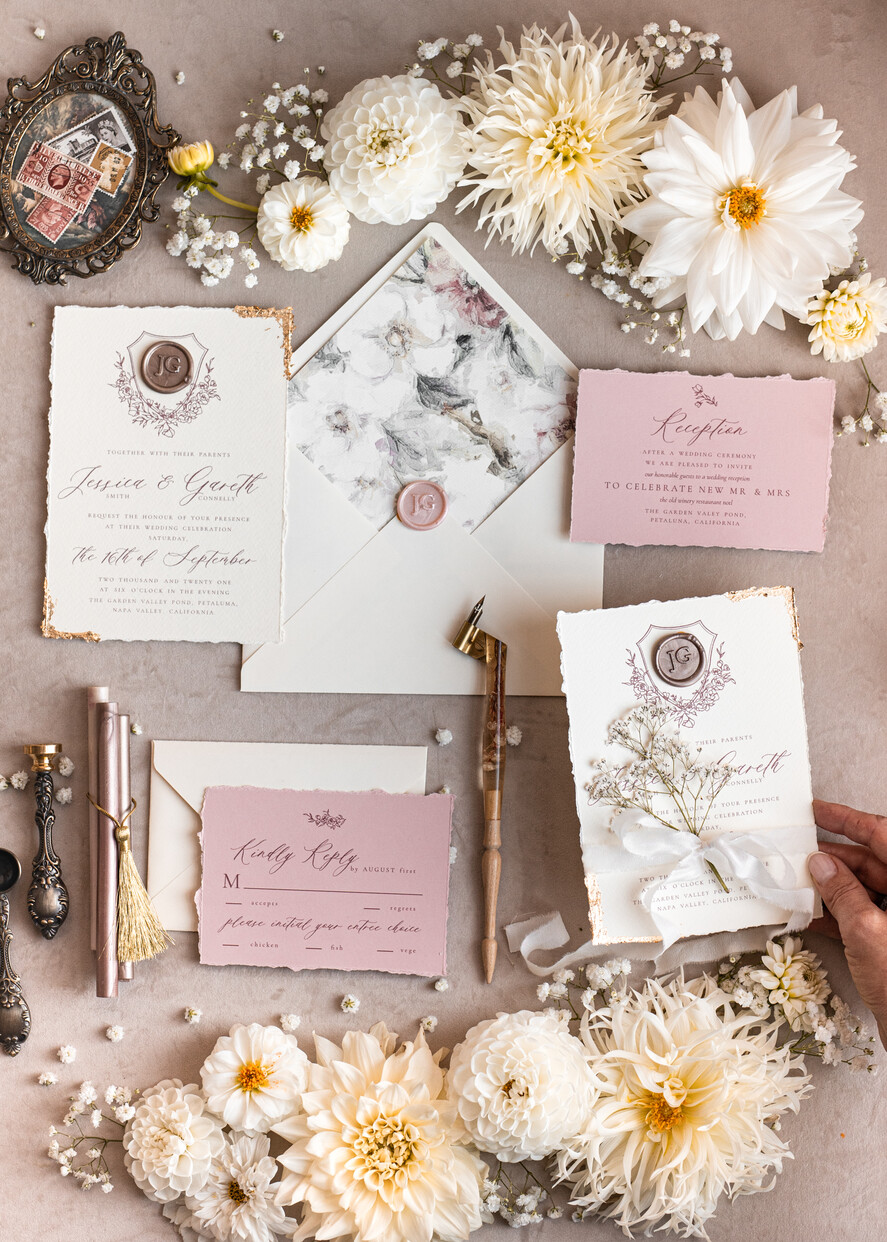 WEDDING INVITATIONS modern calligraphy / fine art Fine Art Blush Wedding Invitation, Real Baby Breth Floral Wedding Invitation, French Provence Invitation suite, Gypsophila wedding invitation suite, Deckled Edge Invites, Torn Edge Wedding Invitations golden, Fine Art Wedding Invitation Suite
