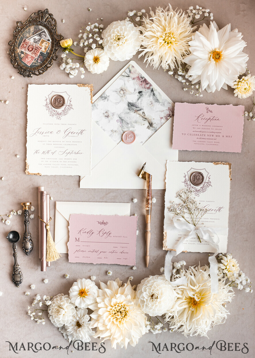 WEDDING INVITATIONS modern calligraphy / fine art Fine Art Blush Wedding Invitation, Real Baby Breth Floral Wedding Invitation, French Provence Invitation suite, Gypsophila wedding invitation suite, Deckled Edge Invites, Torn Edge Wedding Invitations golden, Fine Art Wedding Invitation Suite