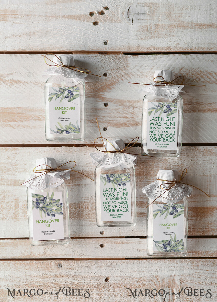 wedding Favors, personalized hangover kits