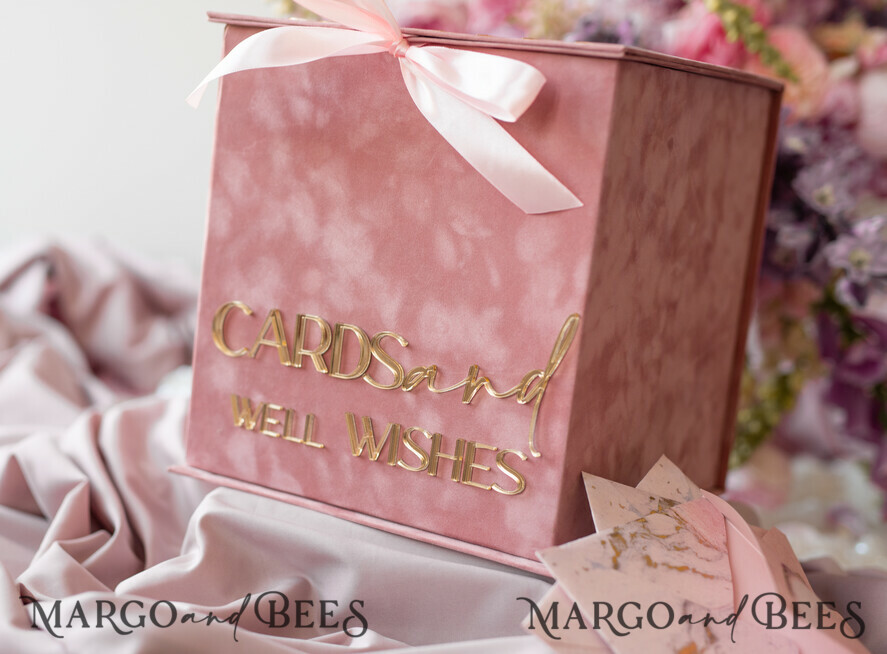 Wedding Card Box Pink Blush and Gold Wedding Personalized 