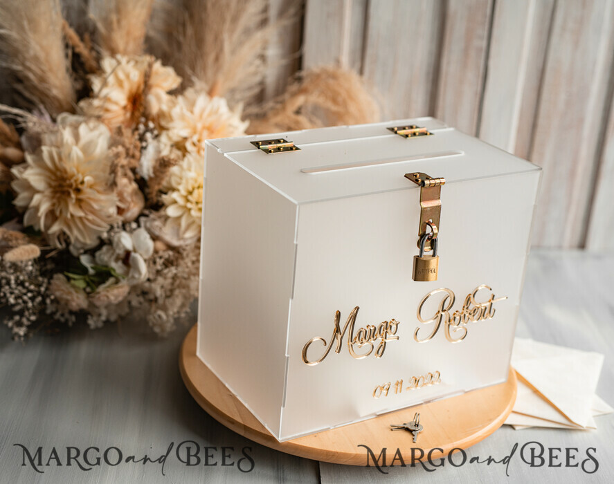 Elegant Frozen wedding Set acrylic card box with Lock and sign cards &  gifts, Personalized Wedding Card Box, Clear Card Box, Wedding Card Box with