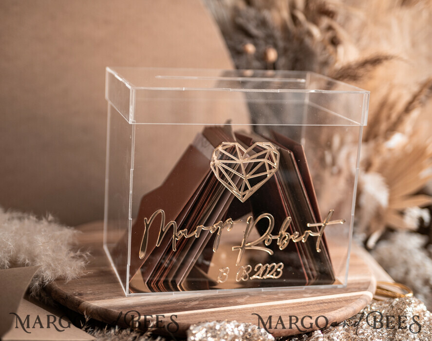 Modern Mirror Wedding Card Box With Acrylic Sign CABA005