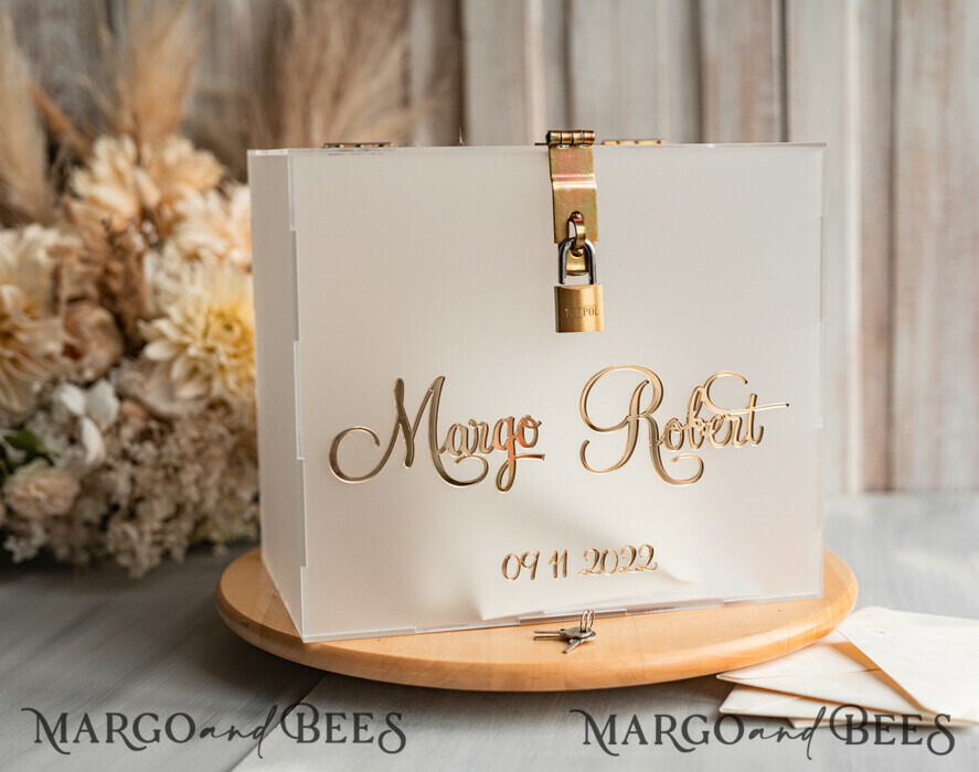 Monogrammed Wedding Card Box for Reception Customized with Lid and