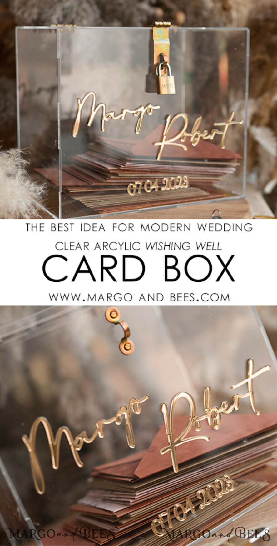 Wedding Card Box | Glass Card Box | Personalized Card Box | Wedding Decor | Vintage Card Holder | Reception Decor | Wedding Cardholder | Large Glass