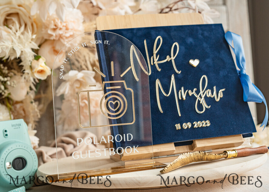 Photo Guest Book Navy Guestbook For Wedding Guest Book Polaroid Guest Book  Photo Guestbook Wedding Photo Booth Props Instax Guest Book Navy Wedding