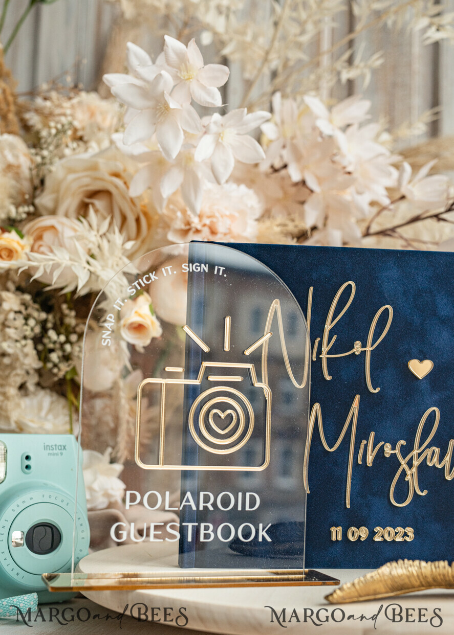 pretty-pink-and-navy-city-wedding-polaroid-guest-book - The