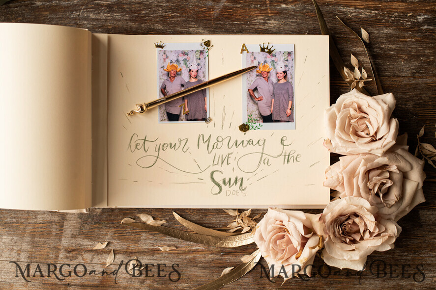 Rerto wedding guestbook, Engraved Rustic Instax Wedding Photo