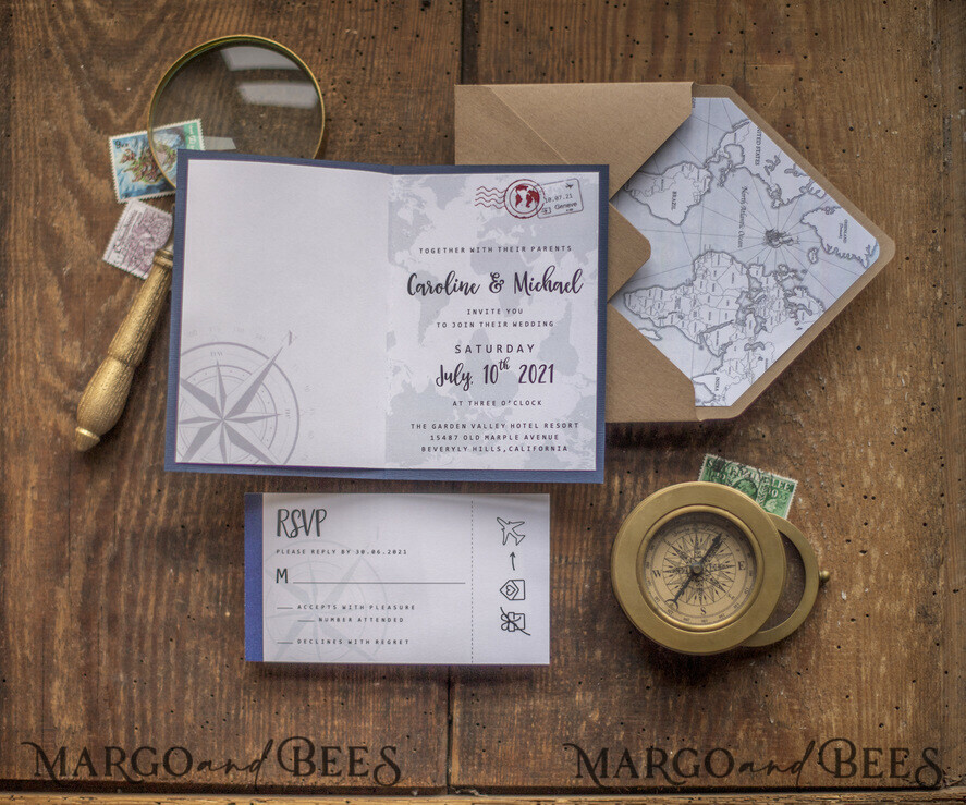 Destination wedding Invitation Sample handmade sample set passport