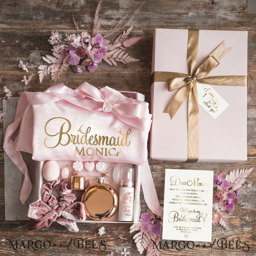Personalised Luxury Bridesmaid Box Bag Proposal Flower Girl Gift Wedding Robe 