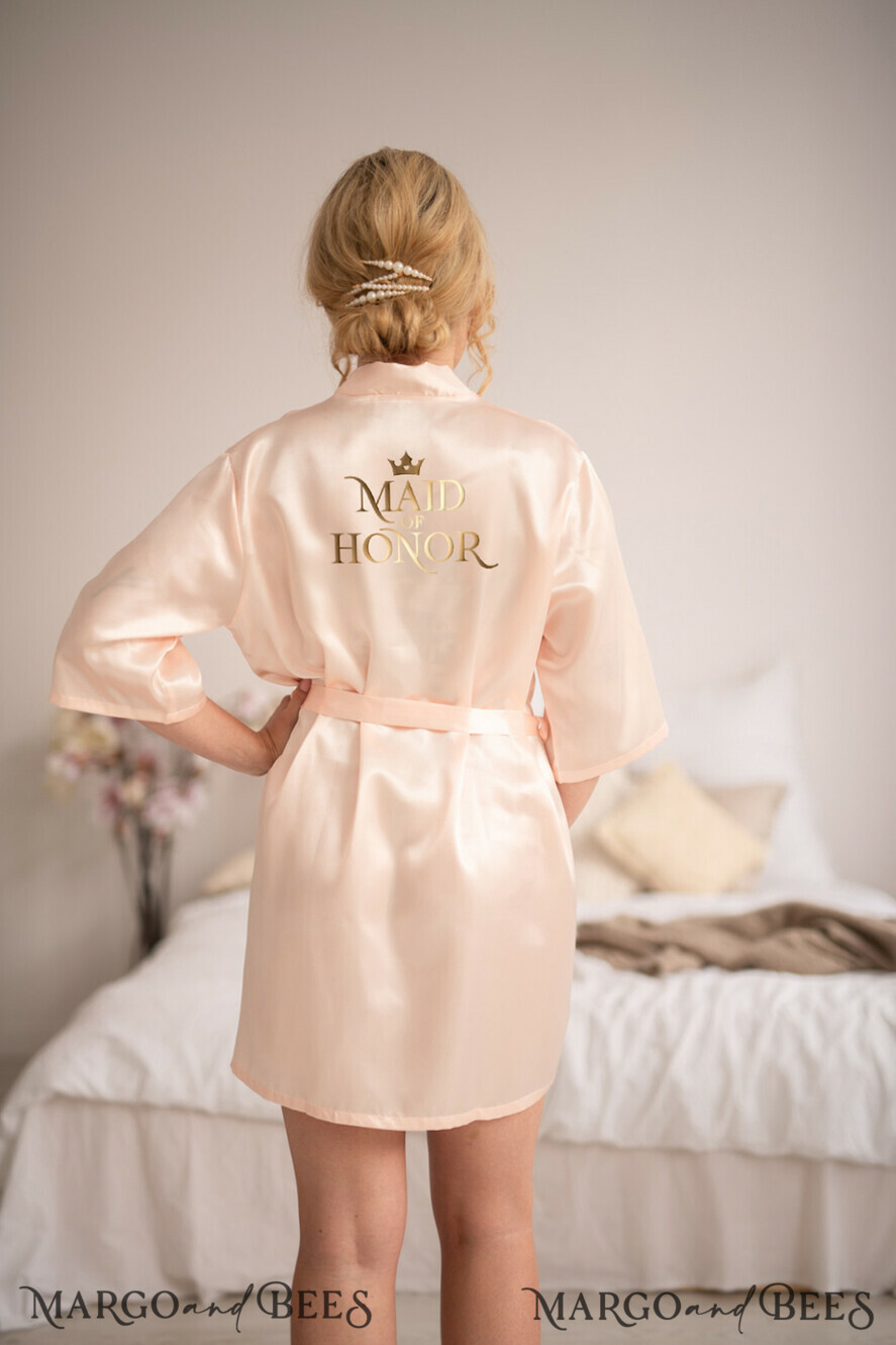 Luxury Bridesmaid Robe Personalised Bridal Party Blush Rose Gold Maid of Honour 