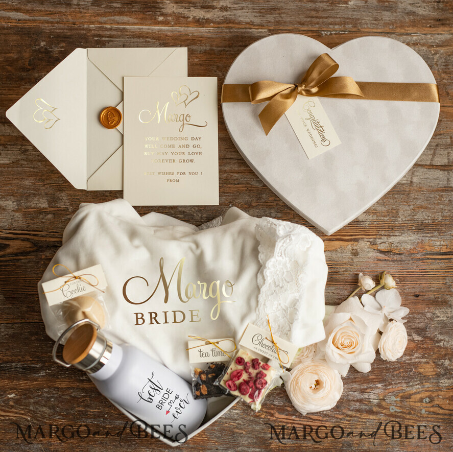 Personalized Bride Presents Heart Box, Velvet White Cream Robe, Luxurious  Bridal Gift Box