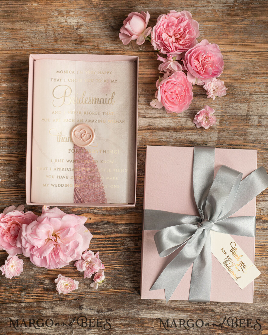 Maid of Honor Proposal Thank you Box Boho elegant watch gold