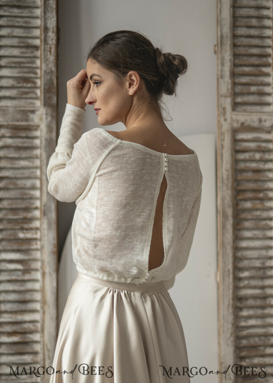 Wedding Bolero Long Sleeve Wedding Puff Sleeve Shrug Bridal wedding Coverup Wedding Dress Topper Bridal Capelet