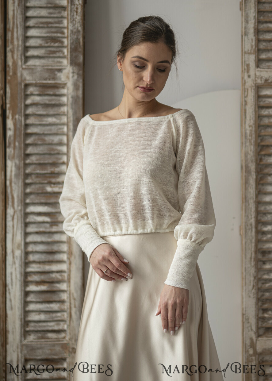 Wedding Bolero Long Sleeve Wedding Puff Sleeve Shrug Bridal wedding Coverup Wedding Dress Topper Bridal Capelet