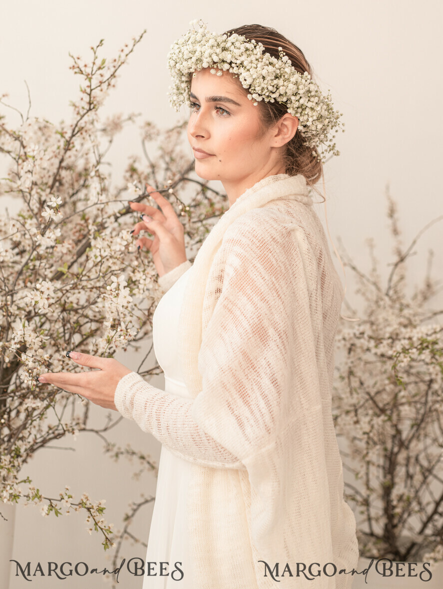 Ivory Wedding bolero long sleeve Shrug Women Wedding Bridal Sweater Cover Jacket for Bride Bridal Blouse Bridal Shrug