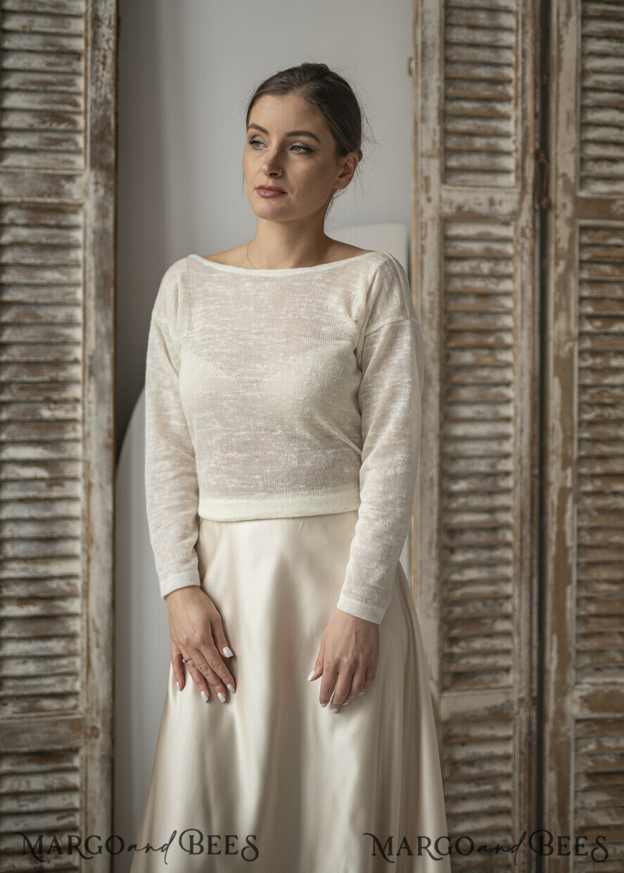 Wedding Bolero Long Sleeve Wedding Puff Sleeve Shrug Bridal wedding Coverup Wedding Dress Topper Bridal Capelet