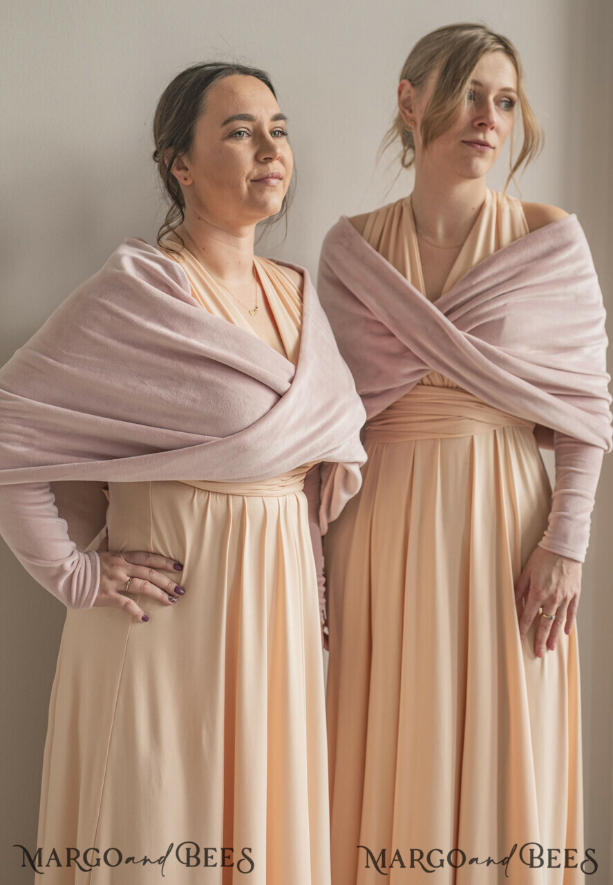 blush Pink velvet bolero with sleeves for bridesmaid Wedding dress topper for maid of honour cover for wedding dress perfect white wedding bolero velvet wedding bolero