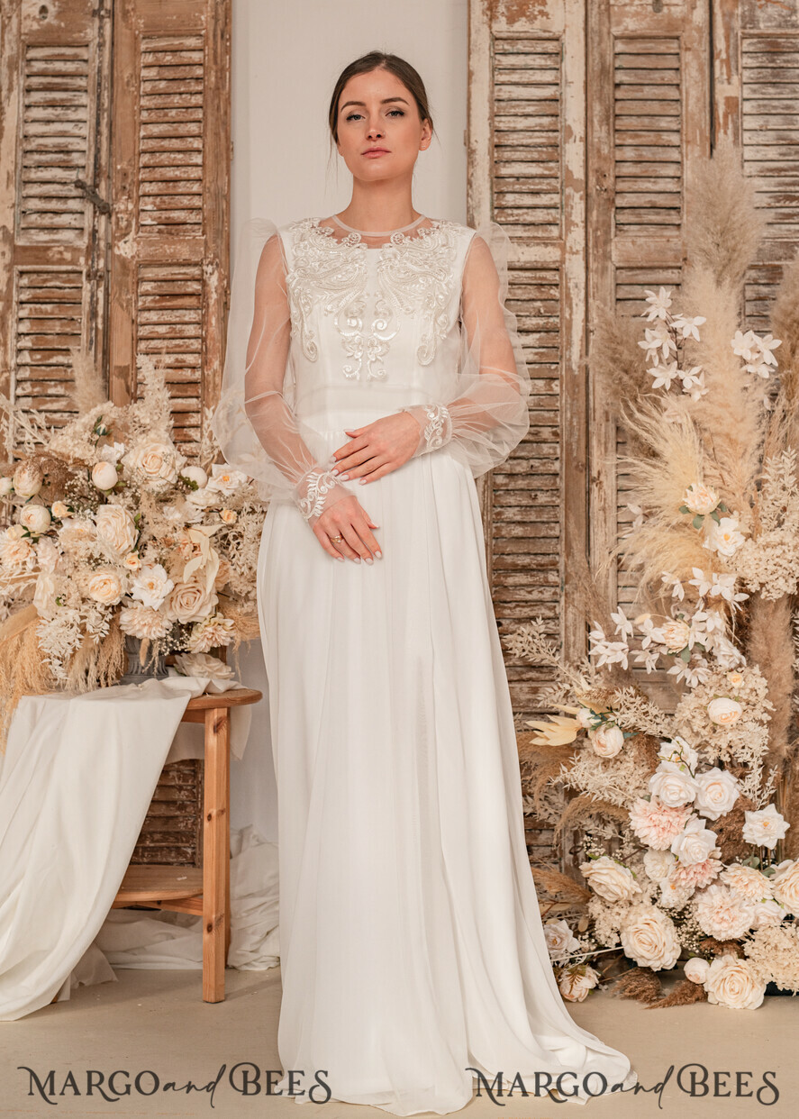Lace Wedding Bolero Long Sleeve , Bare Back Lace, Wedding