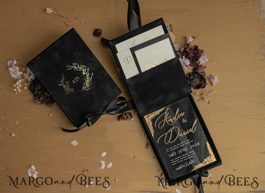 Black Paper Wedding Box For Invitation Cards