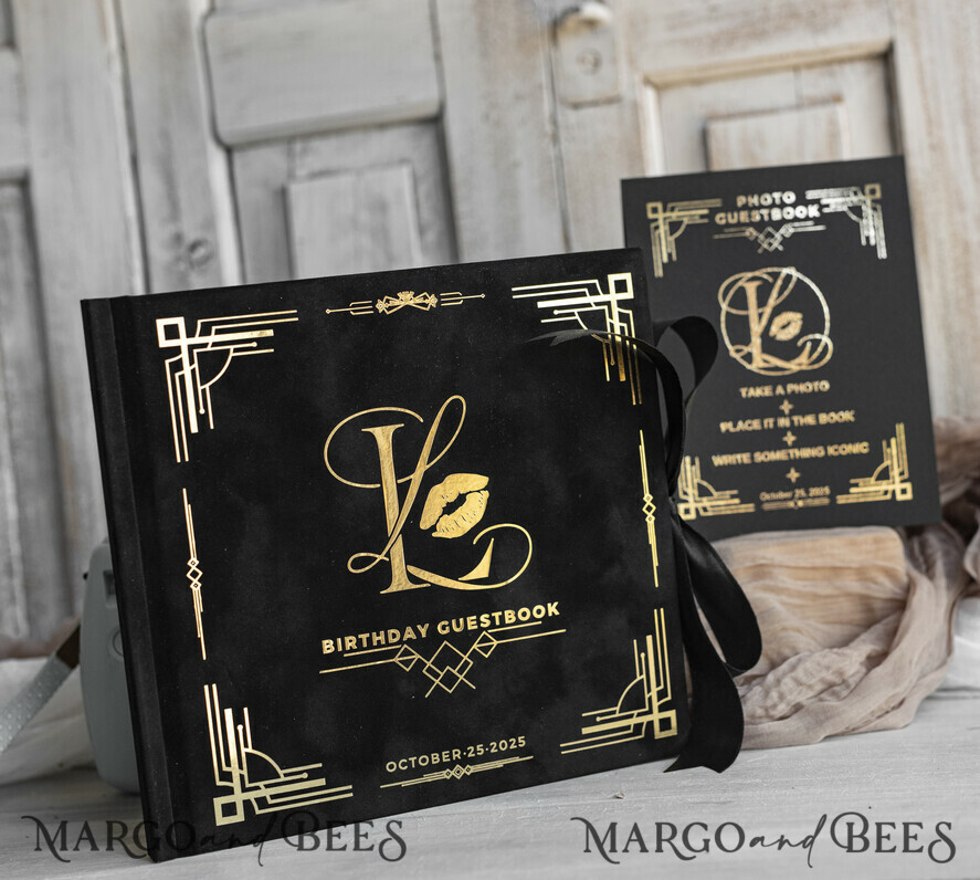 WEDDING GUEST BOOKS Velvet Instax Guestbook Black Boho Instax velvet Wedding GuestBook Gold, Black Instant Wedding Guest Book, Polaroid velvet Guestbook Black Golden wedding