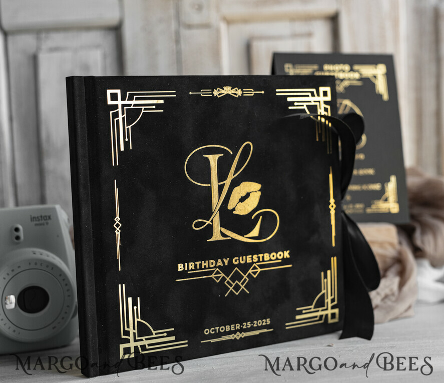 WEDDING GUEST BOOKS Velvet Instax Guestbook Black Boho Instax velvet Wedding GuestBook Gold, Black Instant Wedding Guest Book, Polaroid velvet Guestbook Black Golden wedding