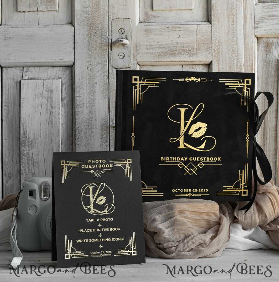 WEDDING GUEST BOOKS Velvet Instax Guestbook Black Boho Instax velvet Wedding GuestBook Gold, Black Instant Wedding Guest Book, Polaroid velvet Guestbook Black Golden wedding