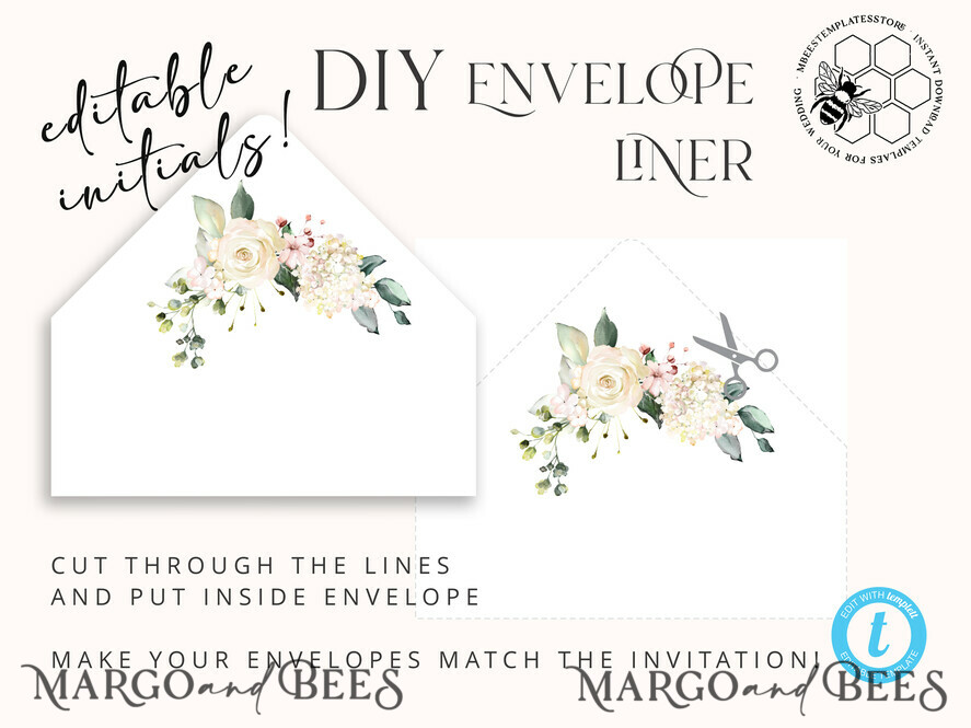 Floral Lined Envelopes for Wedding Invitations, Modern Wedding Invitation  Envelopes, Simple Envelope Liners, Set of 10, simple Floral 