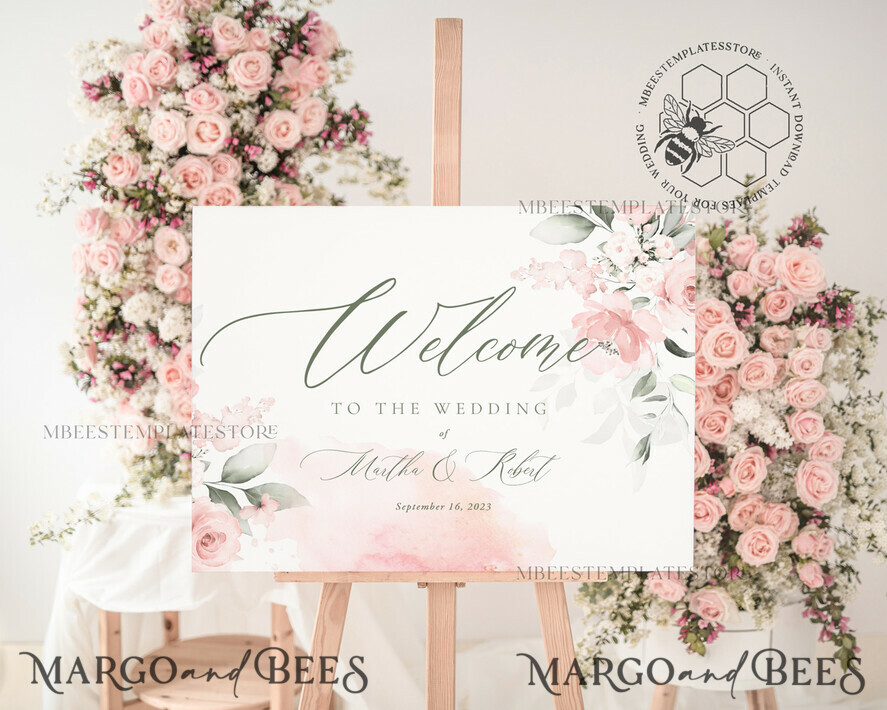 Rustic Blush Lace Personalised Any Wording Welcome To Our Wedding Sign 