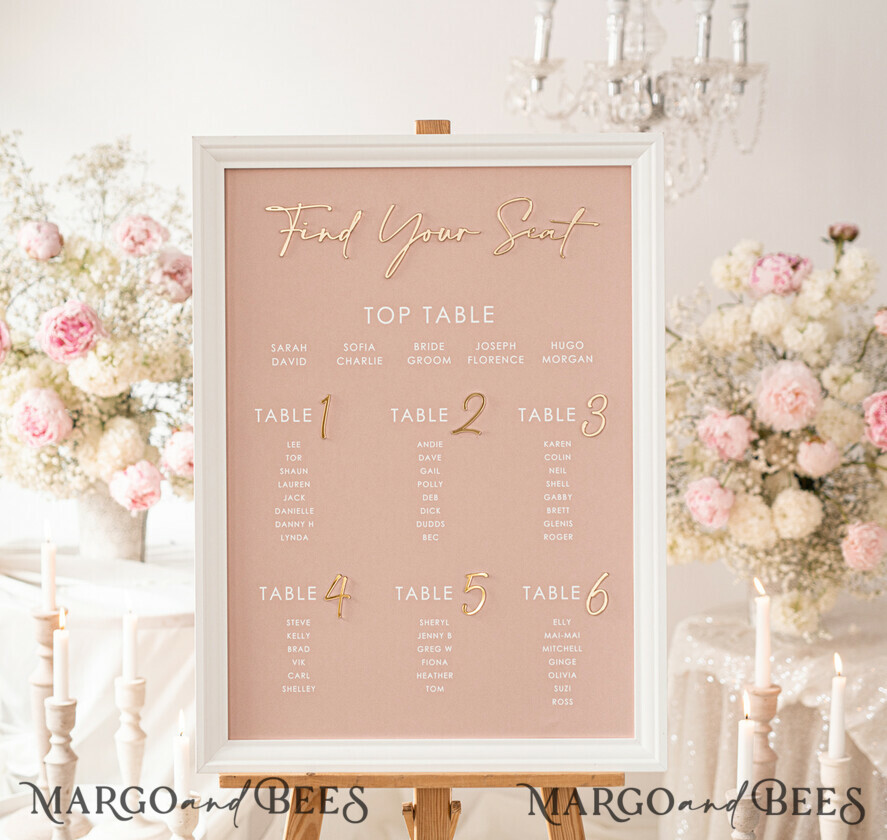 Find Your Seat Vinyl Decal, Wedding Signs, Wedding Decor, Calligraphy  Wedding Seating Chart Sign, Wedding Find Your Seat Sign (21, Rose Gold)