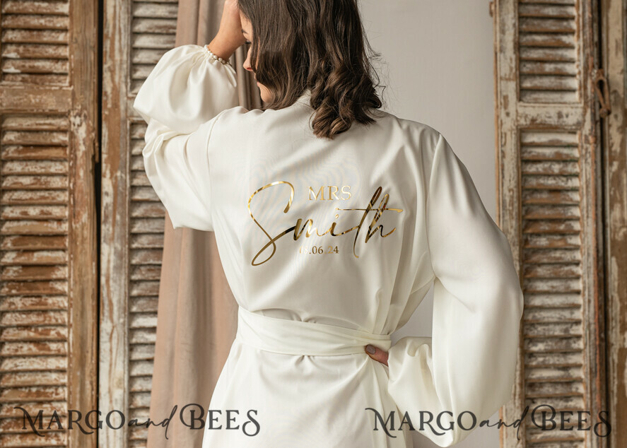 wide personalised silk robe for bride 7