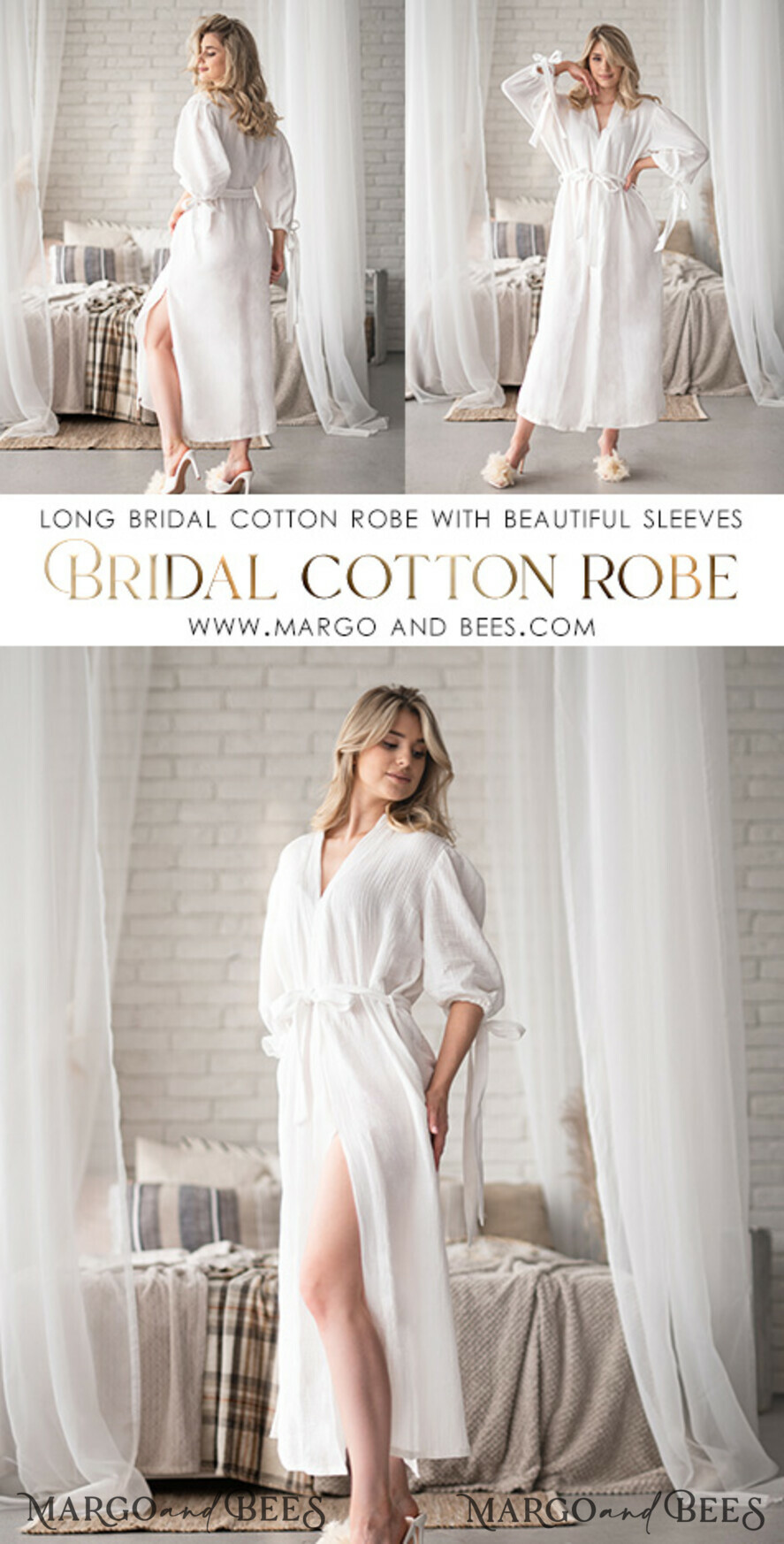 Cotton bride robe top
