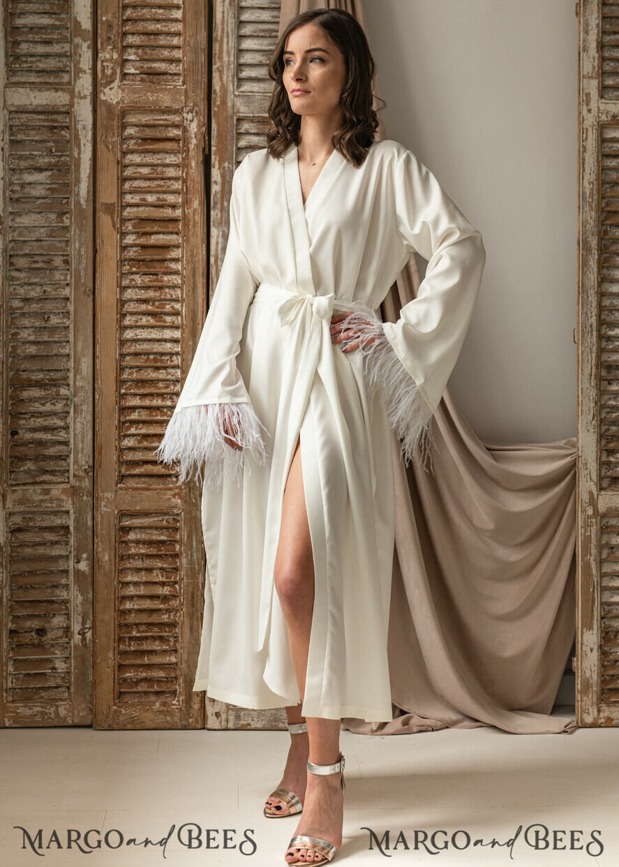Elegant White Bridal Kimono Robe - Perfect for Your Wedding Day