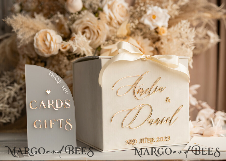 Pure White Gift Card Box & Cards Gifts Sign Set, Velvet Classic