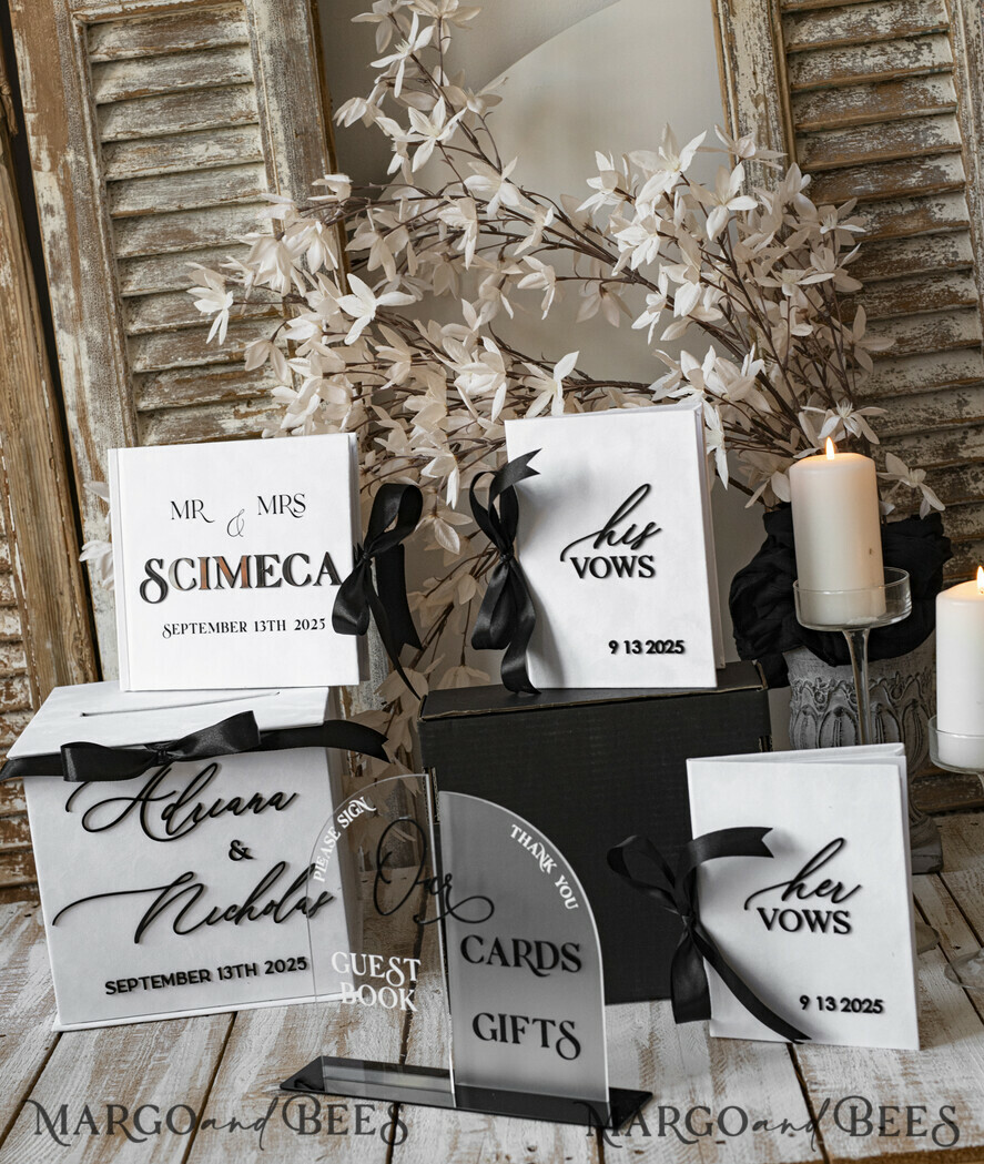  CARD BOXES velvet card boxes Velvet Set Card Box Guestbook & Sign, Wedding Card Box Instant Instax Guestbook, Black & White Wedding Money Box Sing Guestbook Set, BWs